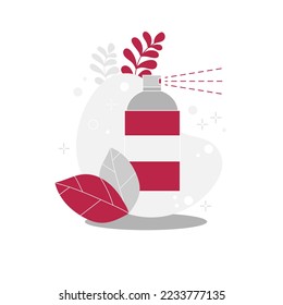 Spray paint in the modern color of the year Viva Magenta. Banner for site design, application. Graphic designer tool on white background