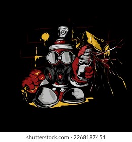 Spray paint monster graffiti character. vector illustration 
