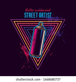 Spray paint in neon style. Original vector illustration.