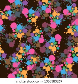 Spray paint on a dark background. Abstract color splash, seamless pattern.
