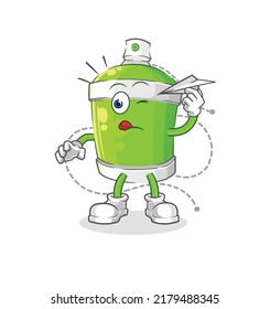 the spray paint with paper plane character. cartoon mascot vector