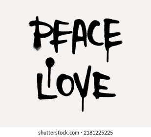 Spray Paint Peace and Love Graffiti Lettering