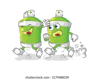 the spray paint play chase cartoon. cartoon mascot vector