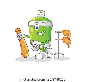 the spray paint playing baseball mascot. cartoon vector