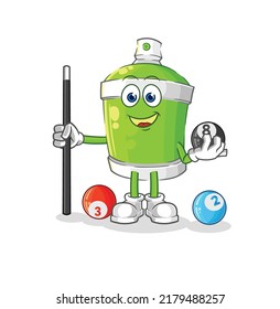 die Sprayfarbe spielt Billardcharakter. Cartoon-Maskottvektor