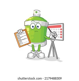 the spray paint schedule list vector. cartoon character