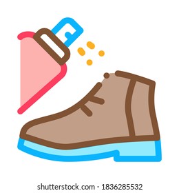 Vector de iconos de los zapatos de pintura de los spray. Signo de zapato de pintura de pintura de aerosol de contorno. Ilustración de símbolo de contorno aislado