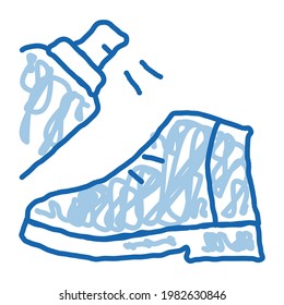 Spray Paint Shoe sketch icon vector. Hand drawn blue doodle line art Spray Paint Shoe sign. isolated symbol illustration