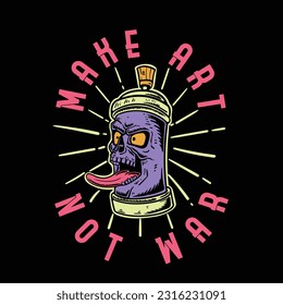 Spray paint skull face graffiti scary cartoon character