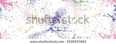 Spray paint splatters vector seamless pattern. Colored ink drips, brush drops or blots. Graffiti inky splashes, inkblot spots with speckle effect. Paintbrush splotch, liquid blobs, dirty splash stains