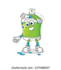 the spray paint stretching character. cartoon mascot vector