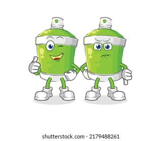 the spray paint thumbs up and thumbs down. cartoon mascot vector