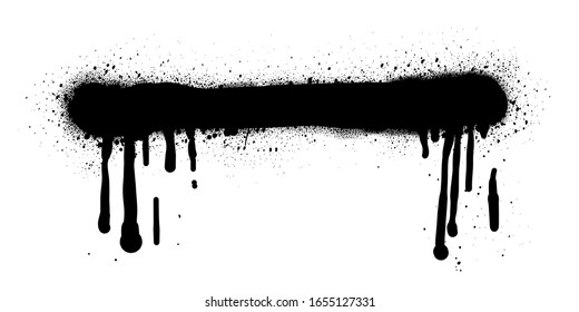 Spray Paint Vector Elements isolated on White Background. Set of  frame and black round ink stains, Lines and Drips Black ink splatters, Ink blots set, Street style.