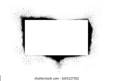 Spray Paint Vector Elements isolated on White Background. Set of  frame and black round ink stains, Lines and Drips Black ink splatters, Ink blots set, Street style.