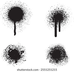 Spray Paint Vector. Lines and Drips Black ink splatters, Ink blots set, brush, Street style. Black graffiti spray set paint pattern. Spray paint abstract lines drips texture.