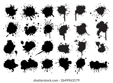 Spray Paint Vector. Lines and Drips Black ink splatters, Ink blots set, brush, Street style. Black graffiti spray set paint pattern. Spray paint abstract lines drips texture.