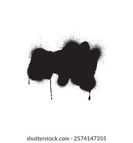 Spray paint vector shape. Abstract graffiti spraying textured stain with dripping effect. Graffiti drips and sprayed paint. Black ink splatters spot grungy silhouette. Street art print isolated