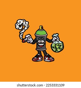 pintura de pulverización vectorial fumar articulación sostener maleza nug caricatura