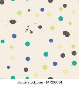 Spray paint watercolor seamless pattern. Abstract grunge vector seamless pattern. Multicolor splashes texture