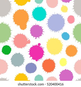 Spray paint watercolor seamless pattern. Pink, yellow, green, blue, orange colors
