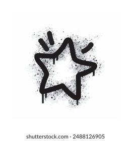 Spray painted asterisks black on white. Star symbol. isolated on white background. vector illustration