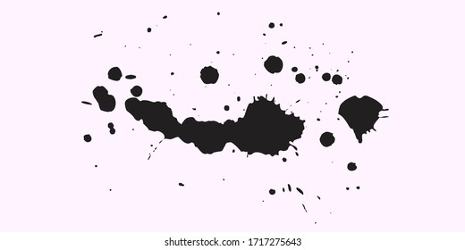 Spray painted brushes. Paint splatter dots, graffiti drips and sprayed paints. Street art grafity, vandalism paint splat spot silhouette. vector eps 10.