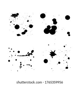 Spray painted brushes. Paint splatter dots, graffiti drips and sprayed paints. Street art grafity, vandalism paint splat spot silhouette. Isolated vector symbols set. vector eps 10.