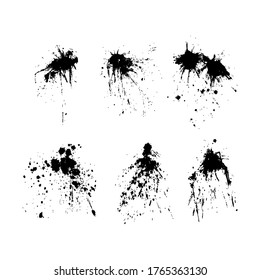 Spray painted brushes. Paint splatter dots, graffiti drips and sprayed paints. Street art grafity, vandalism paint splat spot silhouette. Isolated vector symbols set. vector eps 10.