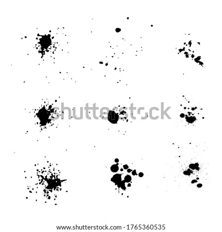 Spray painted brushes. Paint splatter dots, graffiti drips and sprayed paints. Street art grafity, vandalism paint splat spot silhouette. Isolated vector symbols set. vector eps 10.