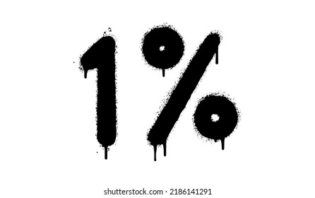 Spray Painted Graffiti 1 percent Sprayed isolated with a white background. graffiti 1 percent icon with over spray in black over white. Vector illustration.
