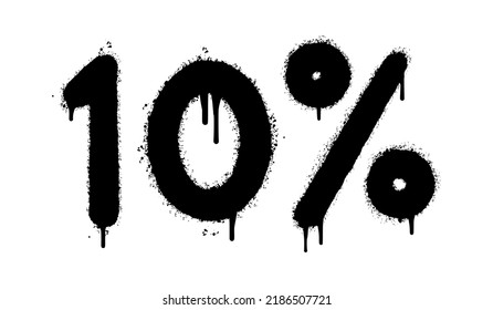 Spray Painted Graffiti 10 percent Sprayed isolated with a white background. graffiti 10 percent icon with over spray in black over white. Vector illustration.