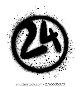 Spray Painted Graffiti 24 hours icon Sprayed isolated with a white background.