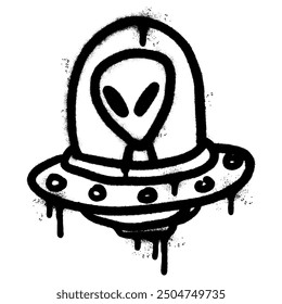 Spray Painted Graffiti Alien icon isolated on white background.