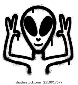 Spray Painted Graffiti Alien icon isolated on white background.