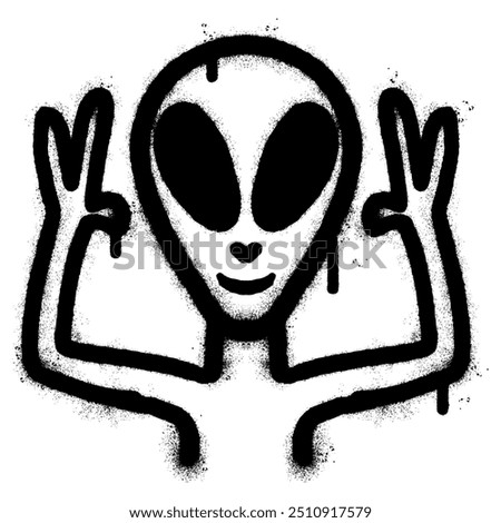 Spray Painted Graffiti Alien icon isolated on white background.