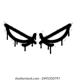 Spray Painted Graffiti angry eyes icon Sprayed isolated with a white background. Vector illustration.