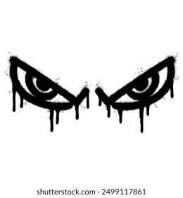 Spray Painted Graffiti angry eyes icon Sprayed isolated with a white background. Vector illustration.