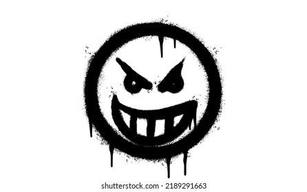 Spray Painted Graffiti angry face emoticon isolated on white background. vector illustration.