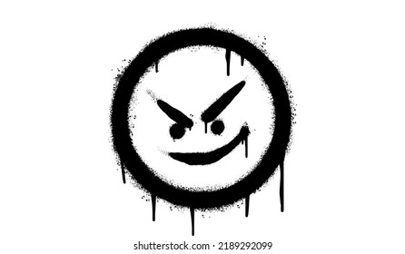 Spray Painted Graffiti angry face emoticon isolated on white background. vector illustration.
