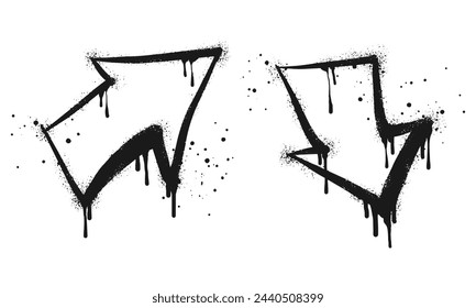 Spray painted graffiti Arrow in black over white. isolated on white background. vector illustration