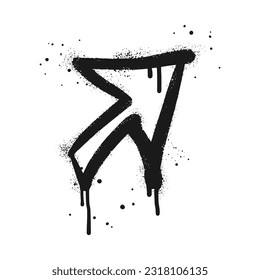Spray painted graffiti Arrow sign. on black over white. Arrow drip symbol.  isolated on white background. vector illustration