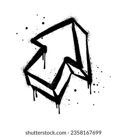 Spray painted graffiti Arrow sign. on black over white. Arrow drip symbol.  isolated on white background. vector illustration