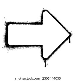 Spray Painted Graffiti arrow Sprayed isolated with a white background. graffiti arrow with over spray in black over white.