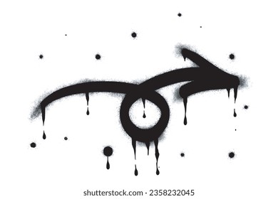 Spray Painted Graffiti arrow Sprayed isolated with a white background. graffiti arrow with over spray in black over white. Vector illustration.