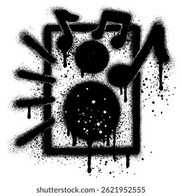 Spray Painted Graffiti Audio sound speaker icon Sprayed isolated with a white background.