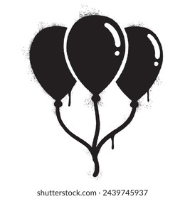 Spray Painted Graffiti Balloon icon Word Sprayed isolated with a white background.