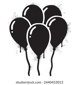 Spray Painted Graffiti Balloon icon Word Sprayed isolated with a white background.