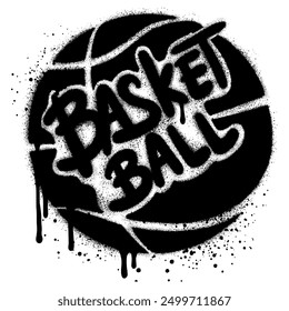 Spray Painted Graffiti basketball icon  Sprayed isolated with a white background.