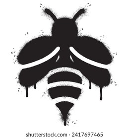 Spray Painted Graffiti bee icon Sprayed isolated with a white background. graffiti bee symbol with over spray in black over white. Vector illustration.