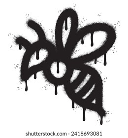 Spray Painted Graffiti bee icon Sprayed isolated with a white background. graffiti bee symbol with over spray in black over white. Vector illustration.